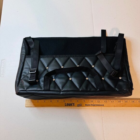 Car Organizer for Backseat Black With Diamond Rhinestone Studs - Picture 2 of 5